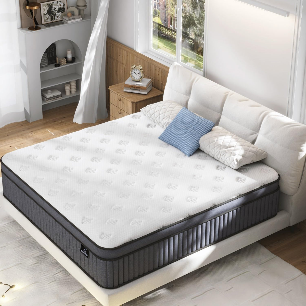 EEN EEN SLEEP 14 Inch Medium Firm King Size Mattress Upgraded King Hybrid Mattresses in A Box with Gel Memory Foam & Pocket Springs, Strong Edge Support,Pressure Relief,CertiPUR-US,365-Night Trial