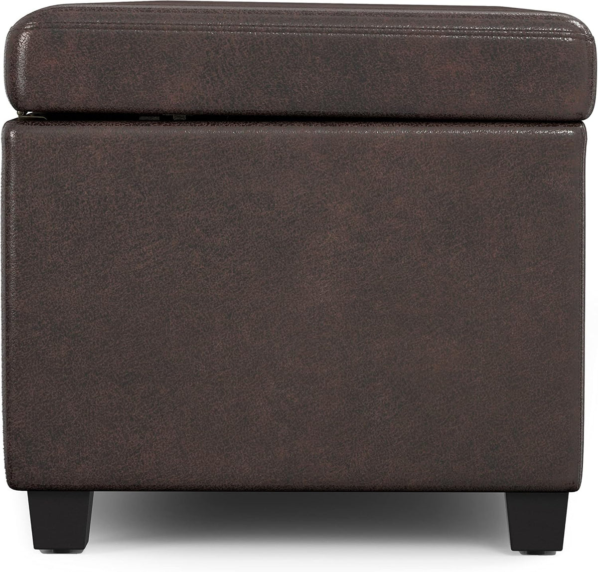 SIMPLIHOME Avalon Extra Large Storage Ottoman Bench - 54 inch Wide Upholstered Vegan Leather Rectangular Lift-Top Ottoman in Distressed Brown, Contemporary Bench for Living Room with Hidden Storage
