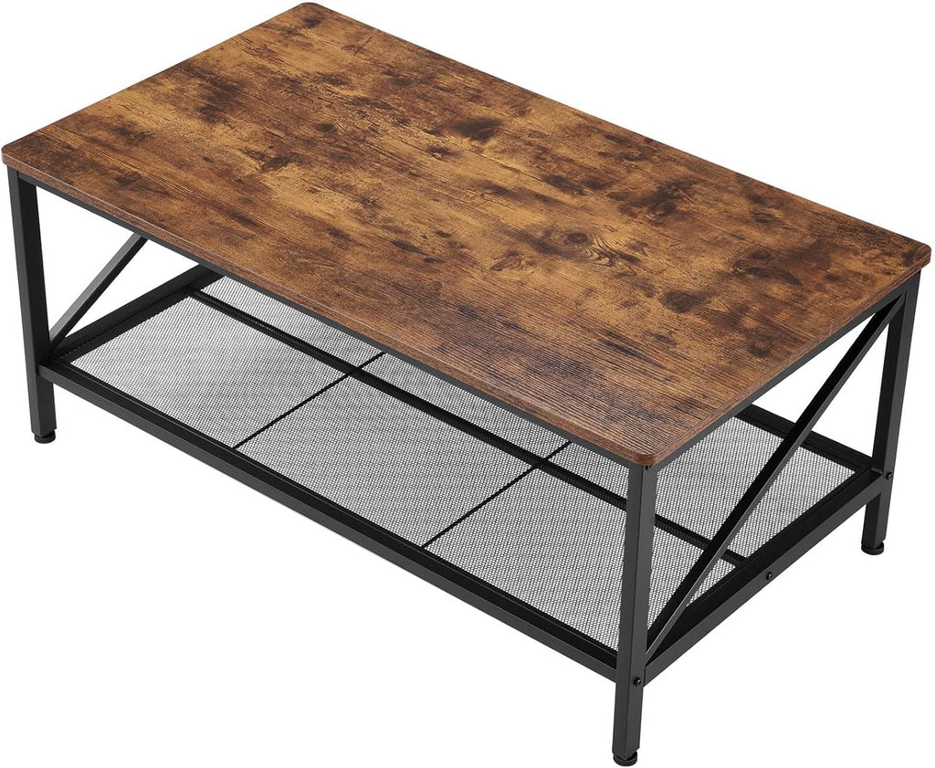VEVOR 3 Pieces Living Room Table Sets, 41.3 in Industrial Coffee Table with 2 Square End Side Tables, Easy Assembly Coffee and End Tables Sets with Metal Legs, for Office, Living Room & Apartment
