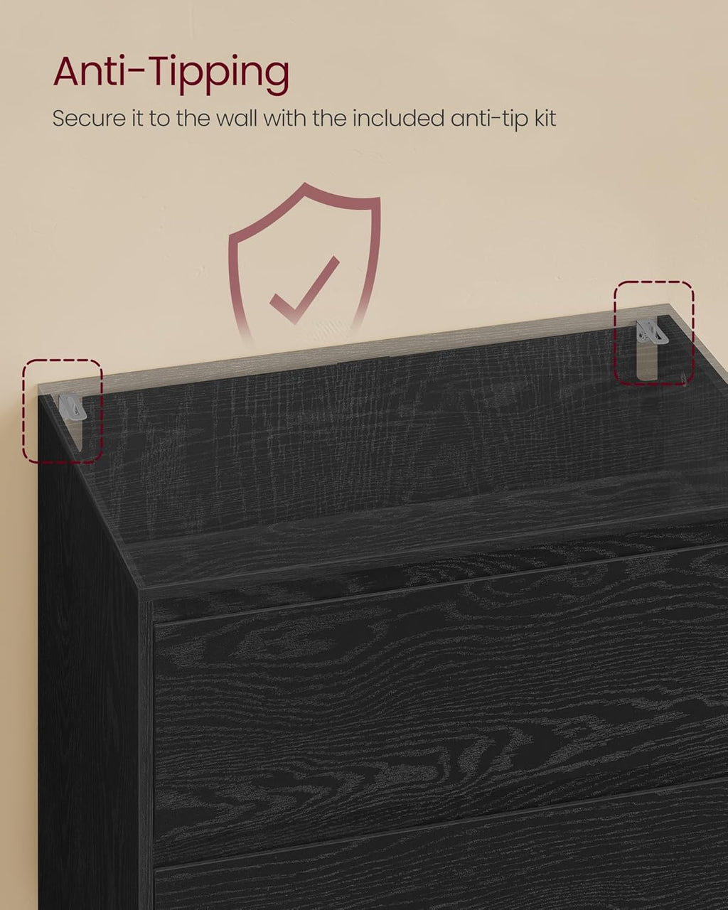 VASAGLE Kailyn Collection - 4-Drawer Dresser for Bedroom, Chest of Drawers, Storage Tower Unit, for Closet Living Room Entryway, Modern Minimalist, 15.9 x 23.7 x 38.3 Inches, Ink Black ULTS614BE04S
