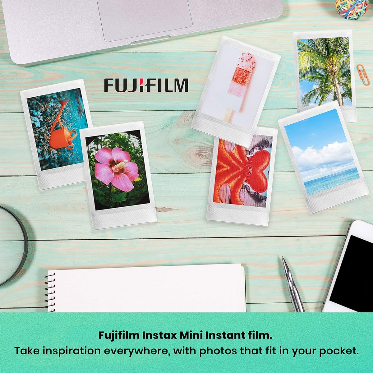 Fujifilm Instax Mini 12 Instant Camera Bundle with Fujifilm Instax Mini Instant Film Value Pack (60 Sheets) with Accessories Including Protective Case, Strap, Photo Album (Clay White)