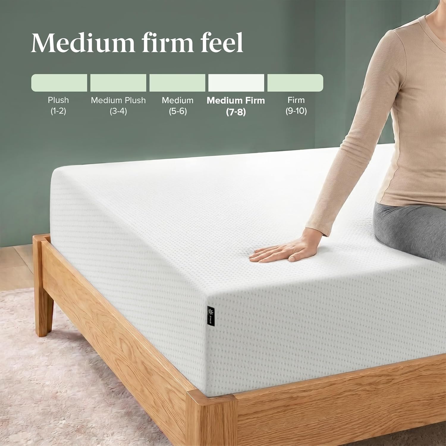 Zinus Green Tea Memory Foam Mattress 12 Inch, Pressure-Relieving Comfort & Full-Body Support, Naturally Fresh, Medium Firm Feel, CertiPUR-US & Oeko-TEX Certified Safe Materials, Queen