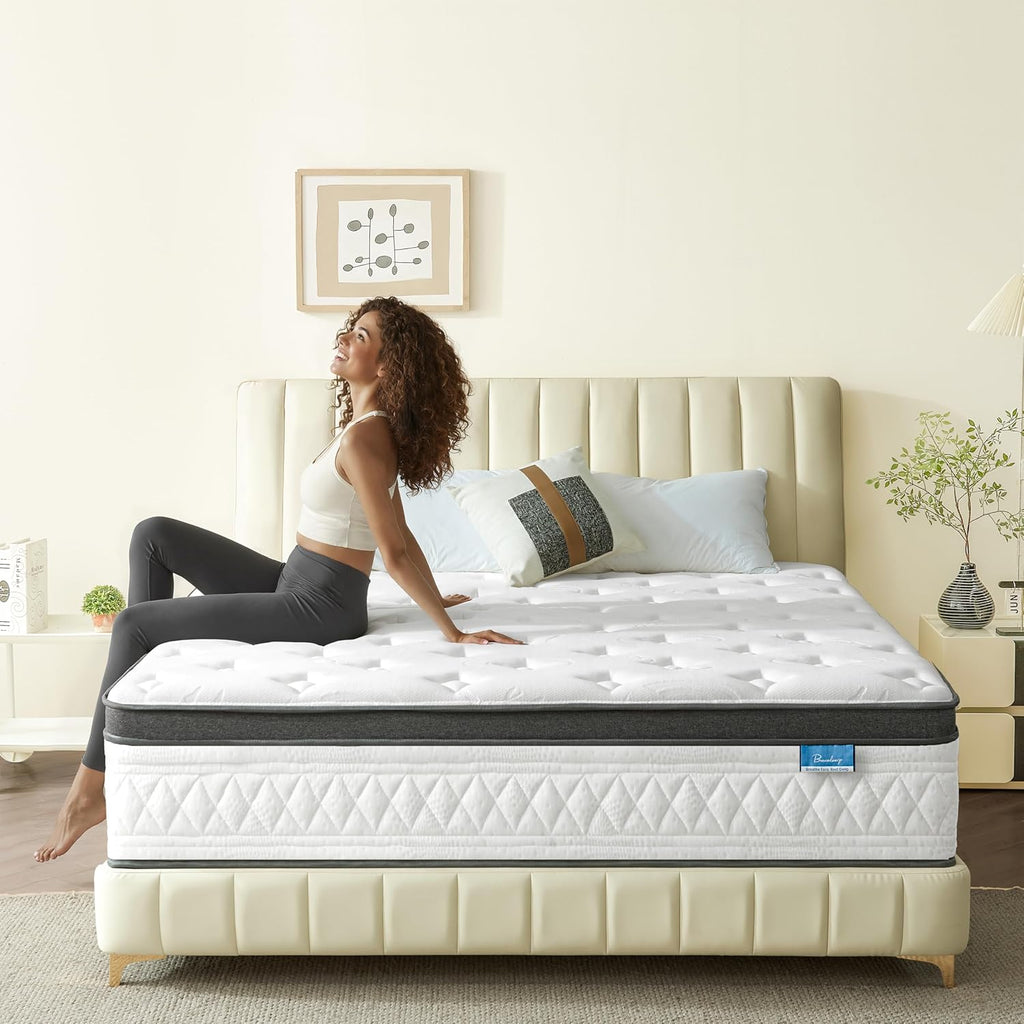 King Size Mattress, 12 Inch King Mattress in a Box, Cooling Gel Memory Foam Hybrid Mattress with Pocketed Coils, Medium Firm Feel, CertiPUR-US Certified, Pressure Relief, Motion Isolation