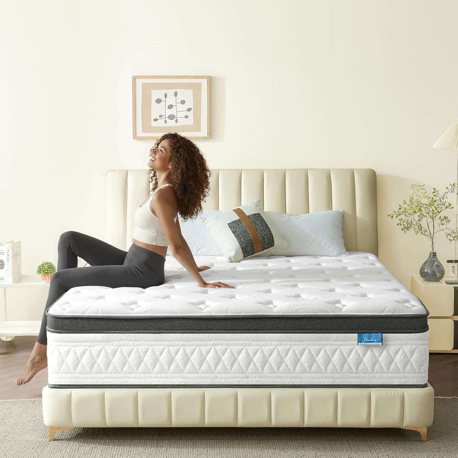 King Size Mattress, 12 Inch King Mattress in a Box, Cooling Gel Memory Foam Hybrid Mattress with Pocketed Coils, Medium Firm Feel, CertiPUR-US Certified, Pressure Relief, Motion Isolation