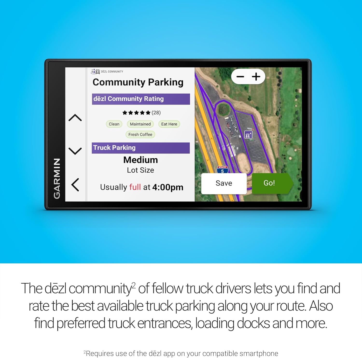 Garmin dēzl™ OTR620, High-Res 6” GPS Truck Navigator, Custom Routing, Satellite Imagery, Wind Speed, Community-Shared Loading Docks, Truck Entrances, Parking Availability