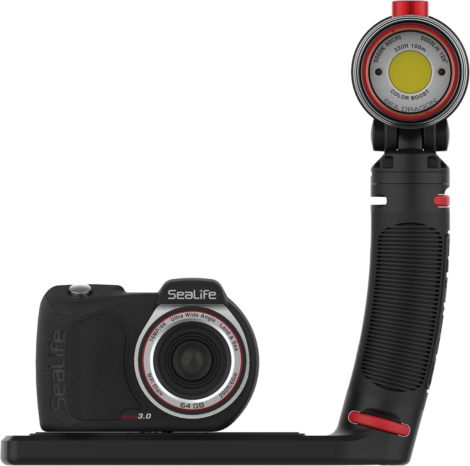 SeaLife Micro 3.0 Pro 3000 Color Boost Underwater Camera & Light Set for Photos and Video, Easy Set-up, Wireless Transfer, with Sea Dragon Travel case