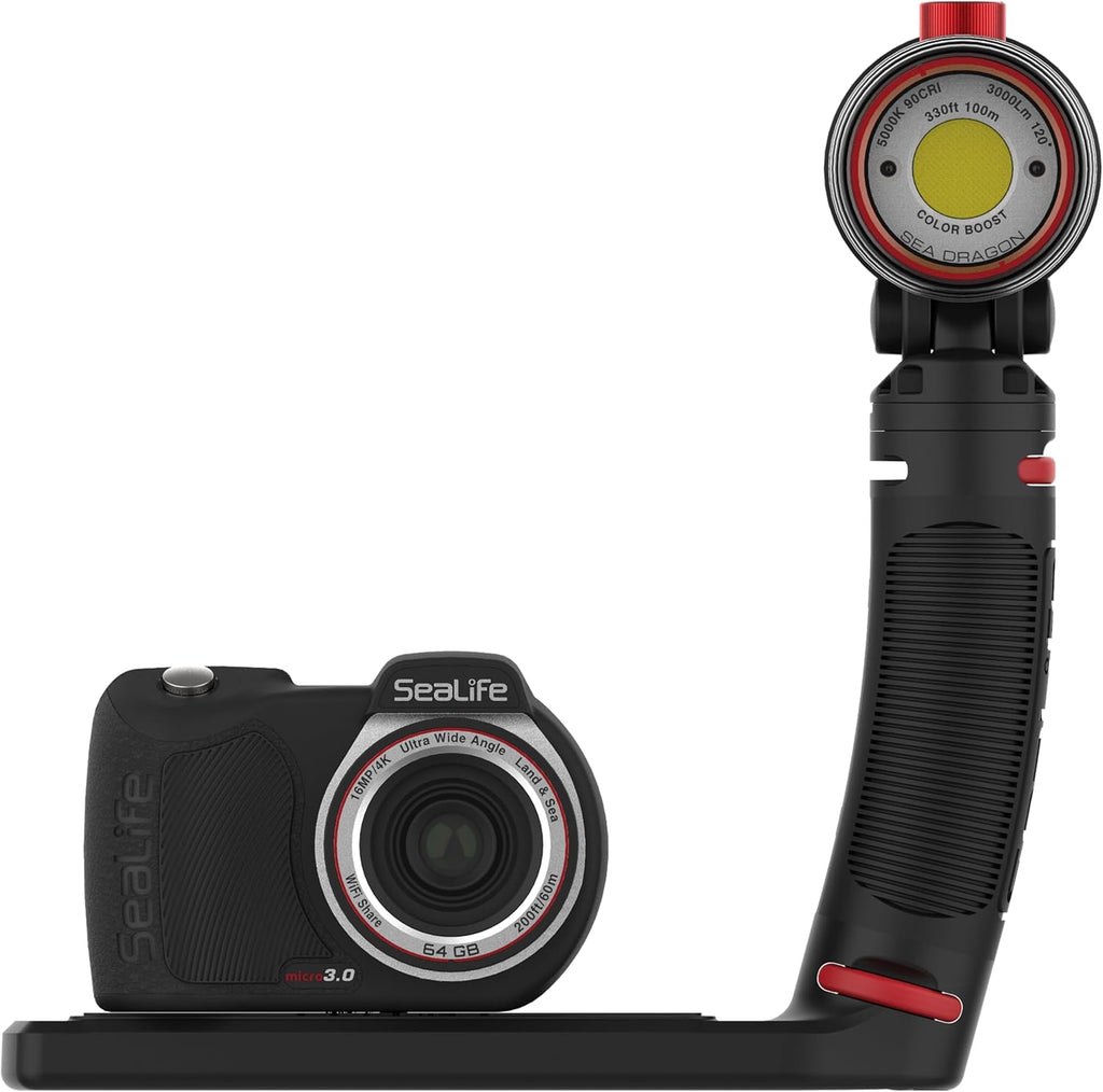 SeaLife Micro 3.0 Pro 3000 Color Boost Underwater Camera & Light Set for Photos and Video, Easy Set-up, Wireless Transfer, with Sea Dragon Travel case