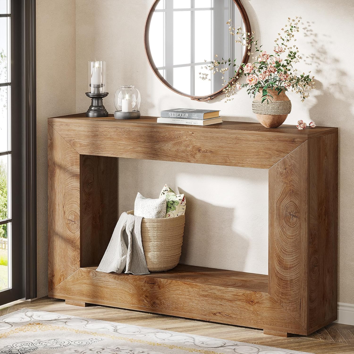 Tribesigns Farmhouse Console Table, 47 Inches Entryway Console Table with Storage, Industrial Hallway Accent Table for Living Room, Entrance