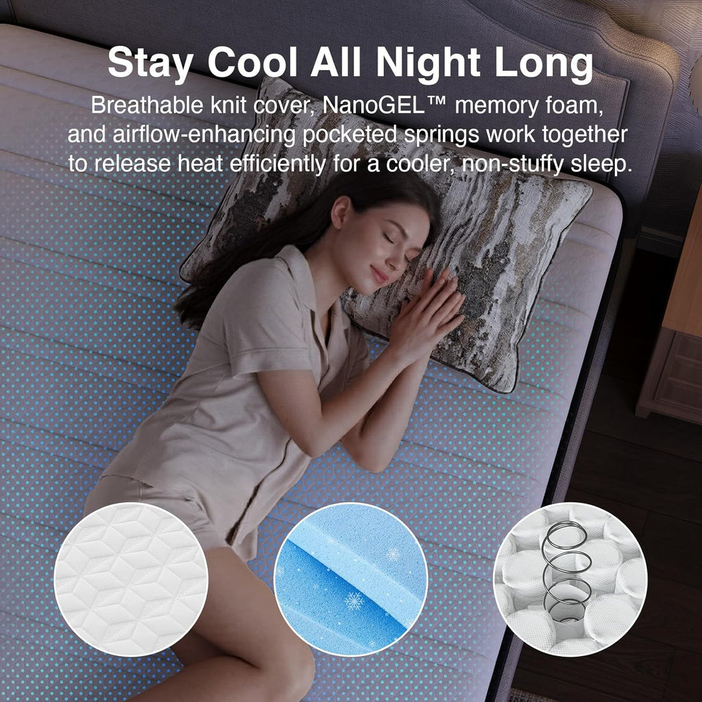 Novilla Queen Mattress in a Box, 10 Inch Cooling Hybrid Mattress with Upgraded Pocketed Coils & Gel Memory Foam, Enhanced Support, Motion Isolation, Pressure Relief, CertiPUR-US