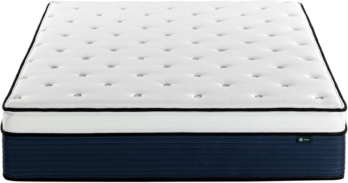 Zinus 14 Inch Cooling Comfort Support Hybrid Mattress New Version, Queen, Fiberglass Free, Medium Plush, Cooling Motion Isolation, Certified Safe Foams & Fabric, Mattress in A Box