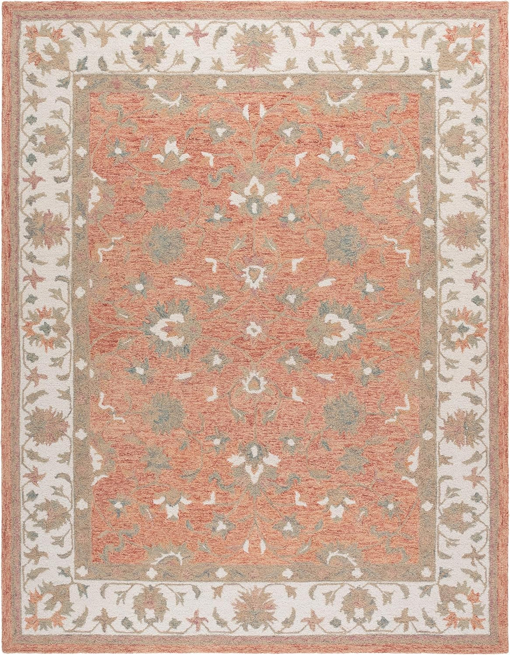 SAFAVIEH Area Rug 8x10 - Heritage Collection - Large - Rust & Ivory, Handmade Wool, Ideal for Living Room, Bedroom, Dining Space (HG125P)