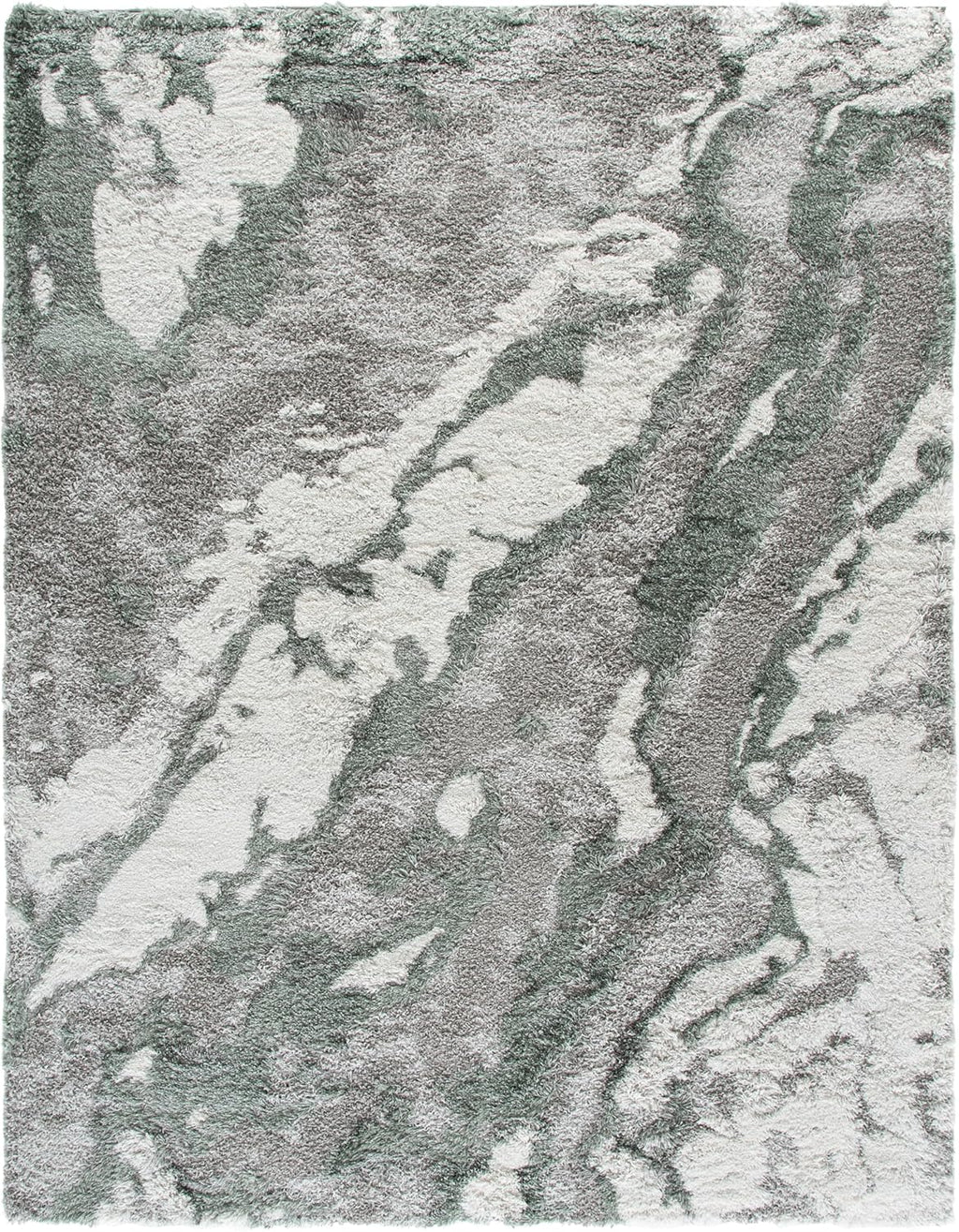 SAFAVIEH Horizon Shag Collection Area Rug - 9' x 12', Grey & Green, Modern Abstract Design, Non-Shedding & Easy Care, 2.6-inch Thick Ideal for High Traffic Areas in Living Room, Bedroom (HZN890Y)