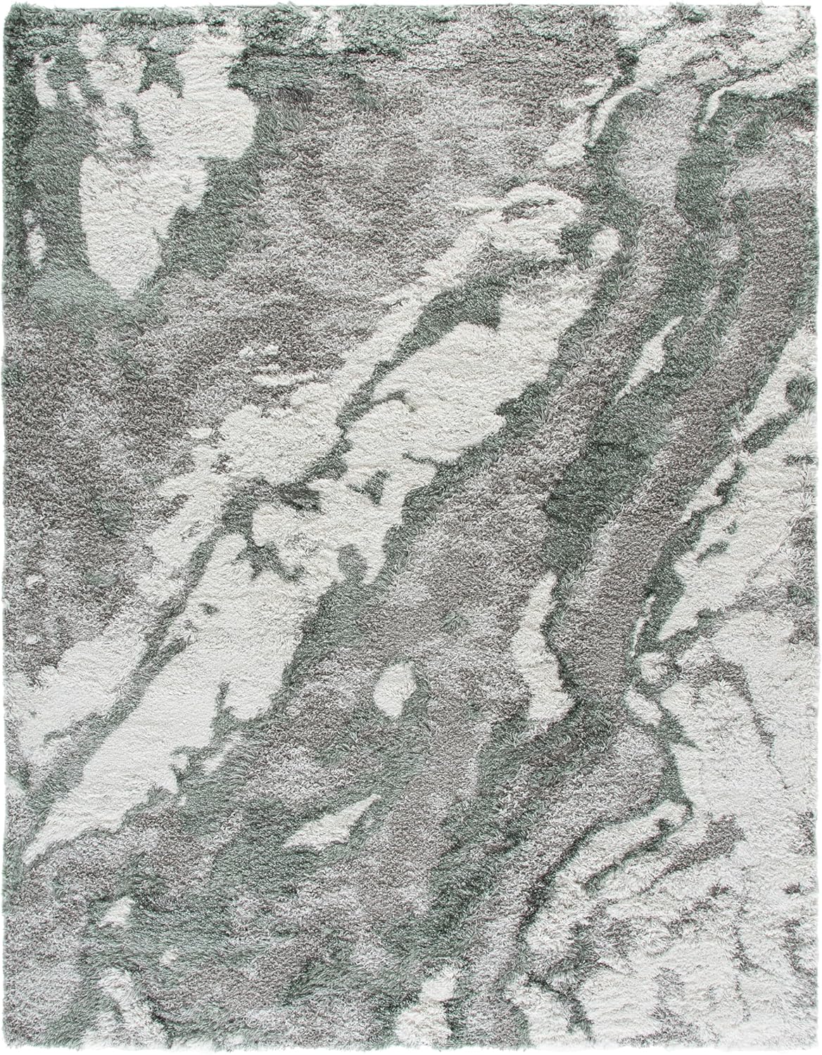 SAFAVIEH Horizon Shag Collection Area Rug - 9' x 12', Grey & Green, Modern Abstract Design, Non-Shedding & Easy Care, 2.6-inch Thick Ideal for High Traffic Areas in Living Room, Bedroom (HZN890Y)