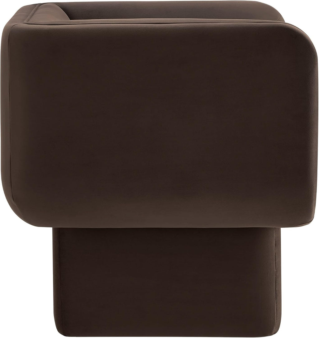 Modway Tate Performance Velvet Accent Chair in Chocolate Brown - Upholstered Club Chair - Modern Barrel Armchair - Comfy Reading Leisure Chair for Living Room, Bedroom, Office