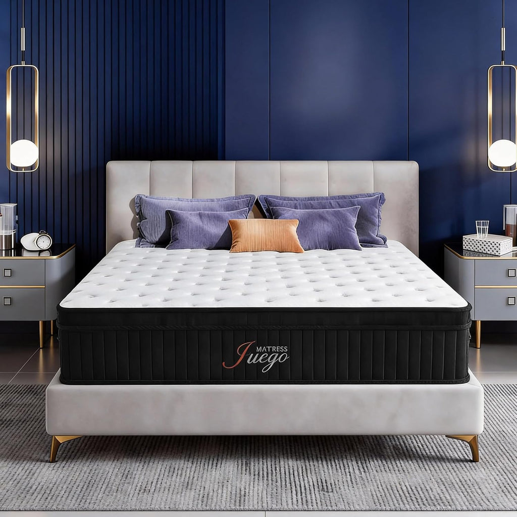 Juego 12 inch Full Size Mattress .Hybrid Mattress with Medium Firm Memory Foam and Individual Pocket Springs for Improve Sleep and Pressure Relief, Breathable and Skin-Friendly Cotton