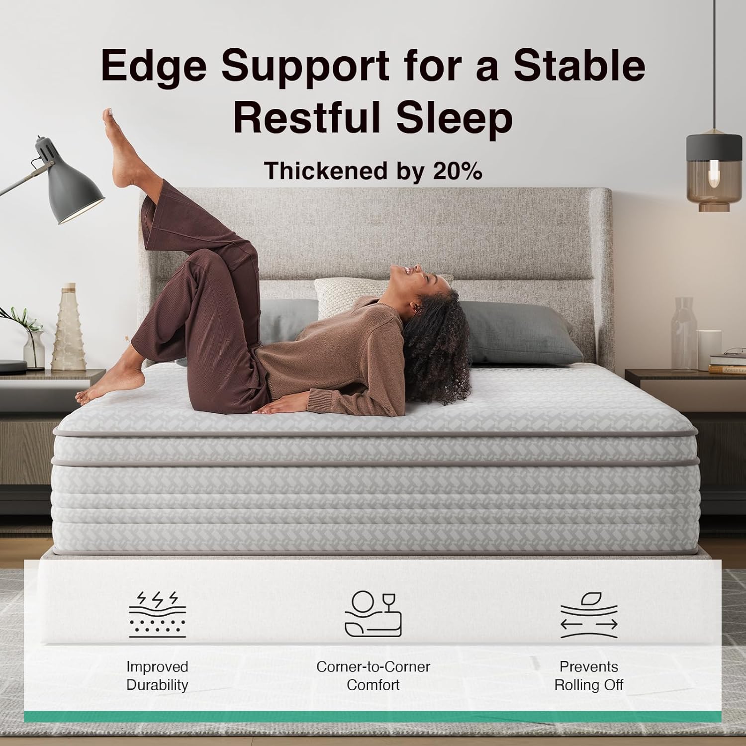 Novilla 10 Inch Queen Size Mattress in a Box, Hypoallergenic & Back Pain Relief, Hybrid Queen Mattresses with Smarts Coils, Fiberglass Free CertiPUR-US Certified Colchones No Box Spring Needed