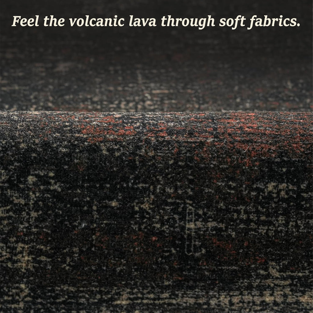 TALANOVA Black Farmhouse Washable 8x10 Area Rugs for Living Room, Dark Charcoal Volcanic Textured Large Rug for Bedroom, Non-Slip Stain Resistant for Dining Room Office Décor