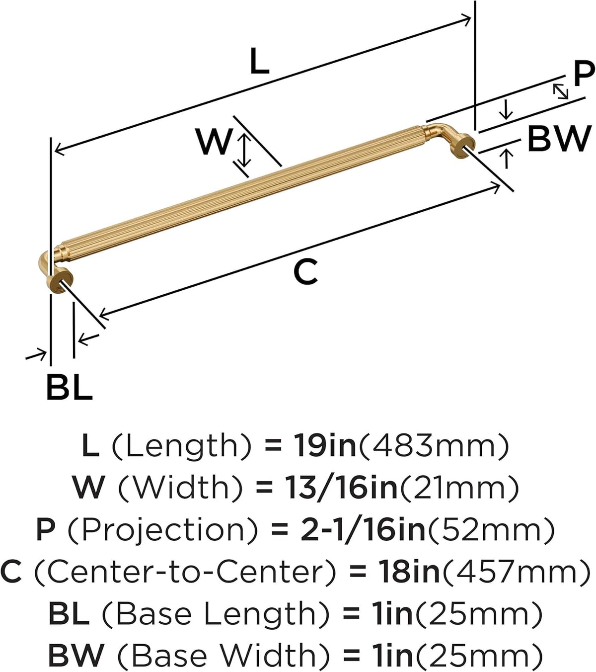 Amerock Cowrie 18 inch (457mm) Center-to-Center Champagne Bronze Appliance Pull, BP37710CZ