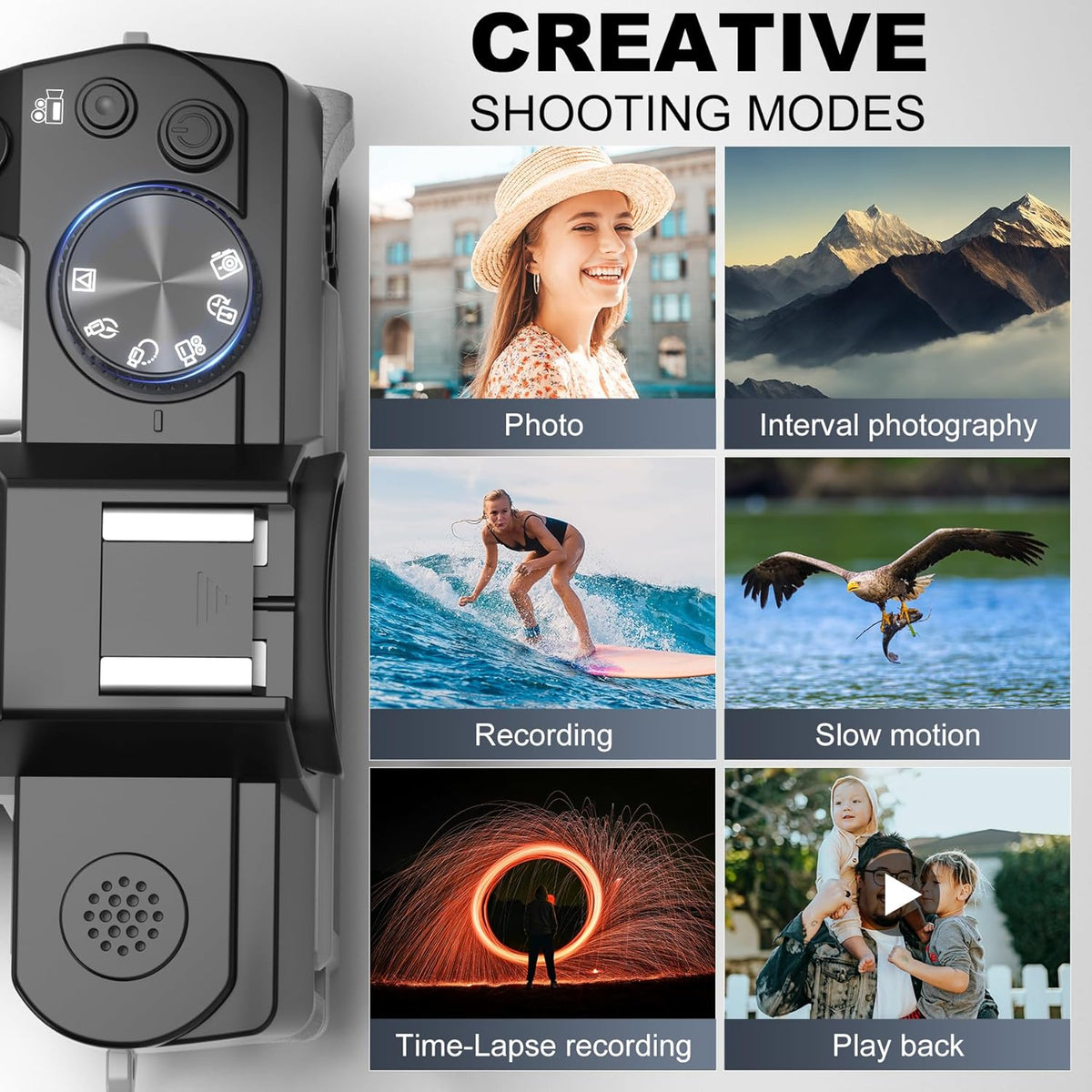 5K Digital Camera for Photography, 64MP Vlogging Camera Kit with 180 Flip Screen, Compact Camera with 64GB TF Card, WiFi, and Wide-Angle & Macro Lens, Autofocus 16X Zoom for Beginners (Black)