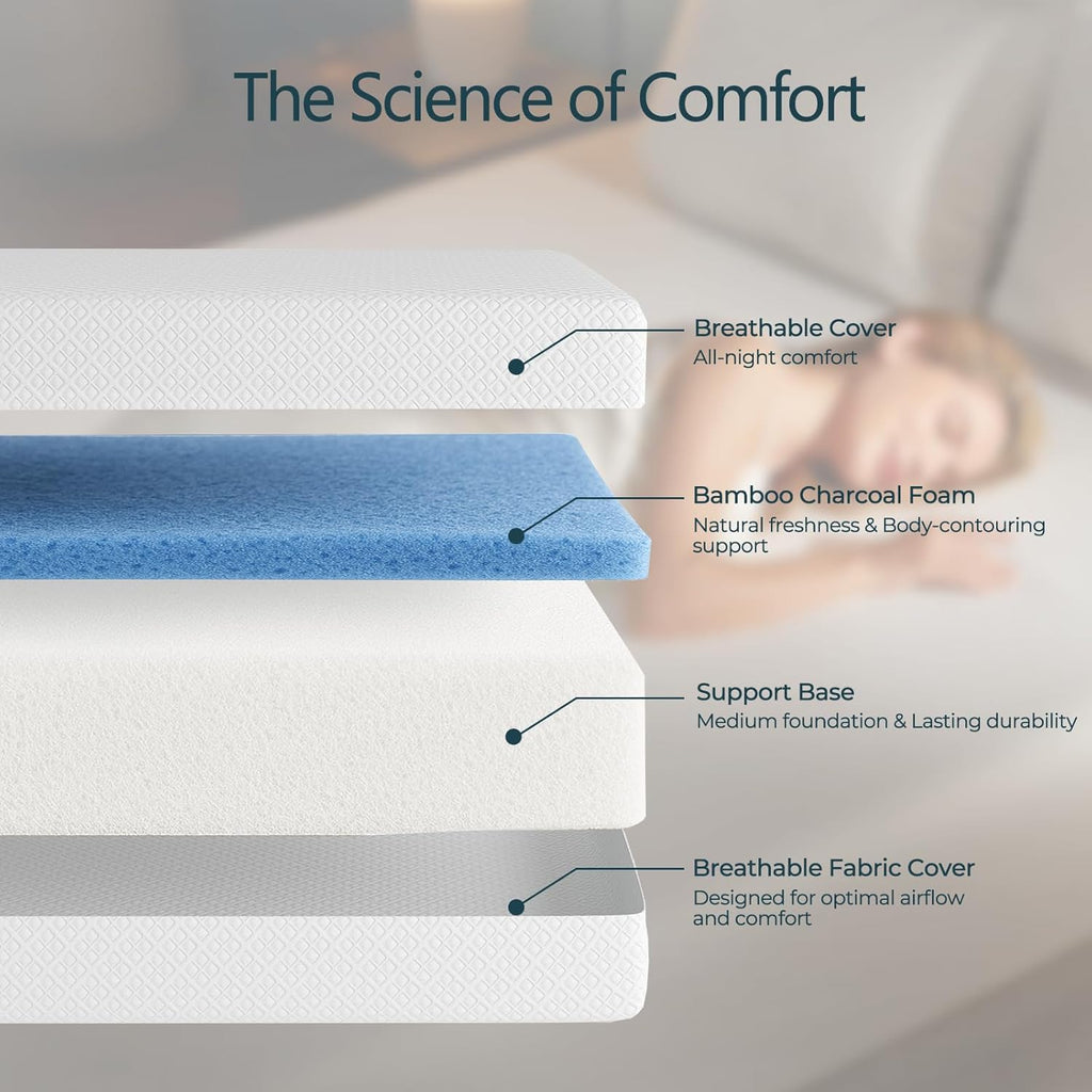Rolanstar Twin Mattress, 6 Inch Gel Memory Foam Mattress in a Box, Gel Infused, Fiberglass Free, Medium Firm Mattresses, CertiPUR-US Certified, Breathable & Pressure Relief, White