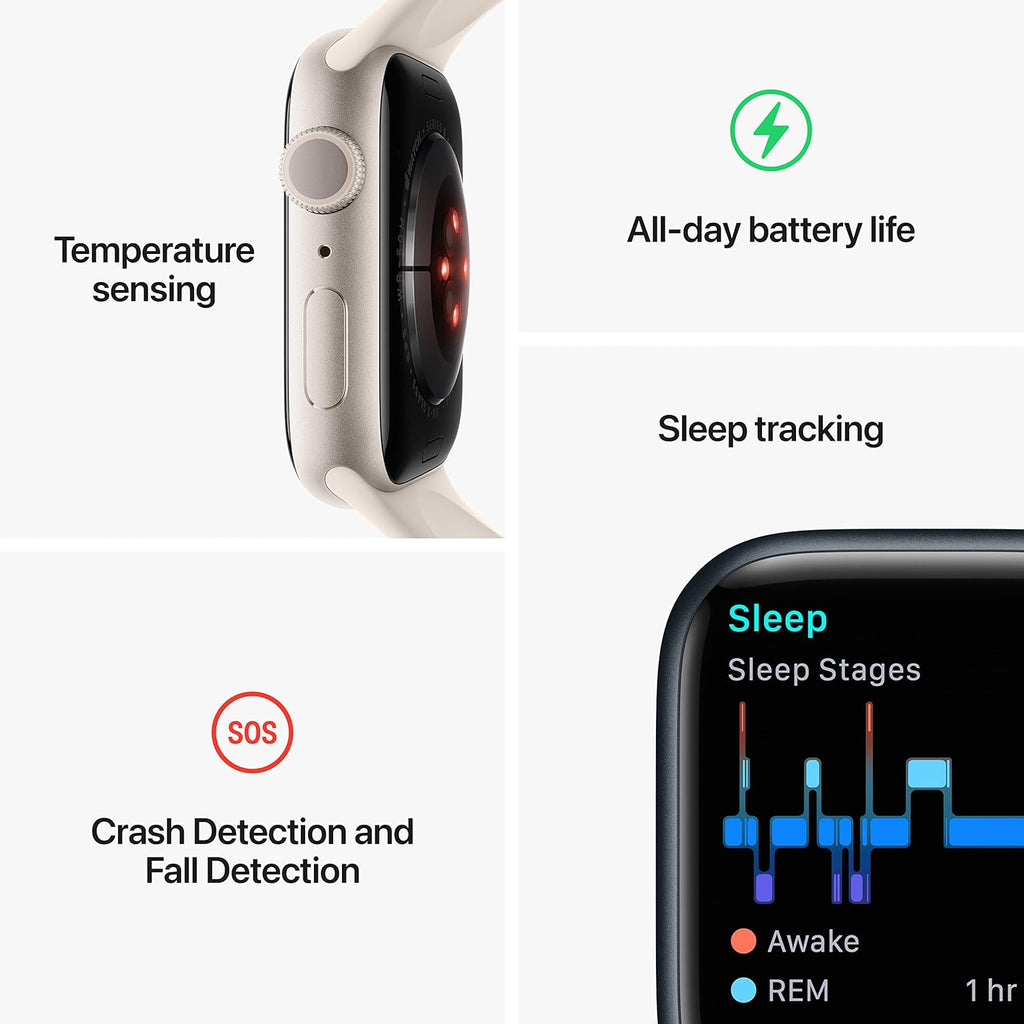 Apple Watch Series 8 GPS, 45mm - Midnight Aluminum Case with Midnight Sport Band, M/L (Renewed)