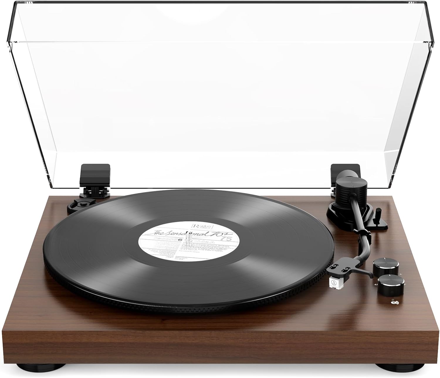 Vinyl Record Player Belt Drive 2-Speed Playback Turntable Bluetooth Wireless Output Connectivity Record Player with Magnetic Cartridge Built-in Phono Pre-amp