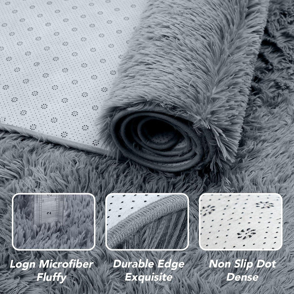 Fluffyrug Large Rugs for Living Room 10x14: Gray Extra Large Area Rugs 10x14 Living Room - Big Area Rug (Grey, 10x14 Feet)