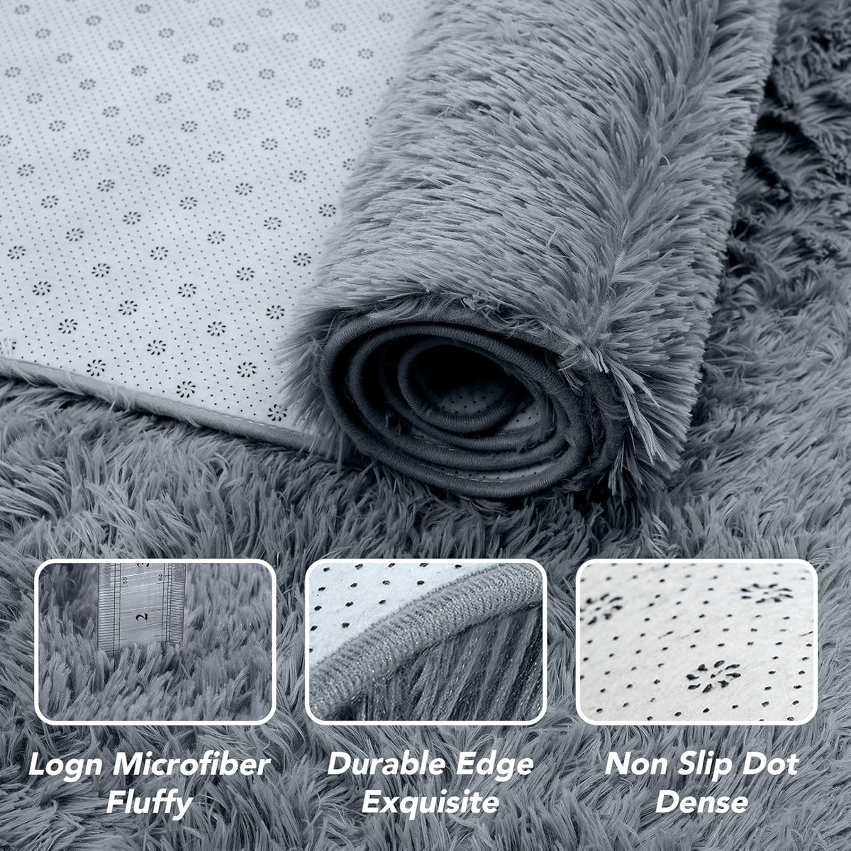 Fluffyrug Large Rugs for Living Room 10x14: Gray Extra Large Area Rugs 10x14 Living Room - Big Area Rug (Grey, 10x14 Feet)