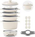Dash Stacks Stacking Cookware Set with Electric Burner - Features CleanCoating™ Ceramic Nonstick Coating - Versatile, Nestable Pieces - Convenient Storage - Cream, 16-Piece