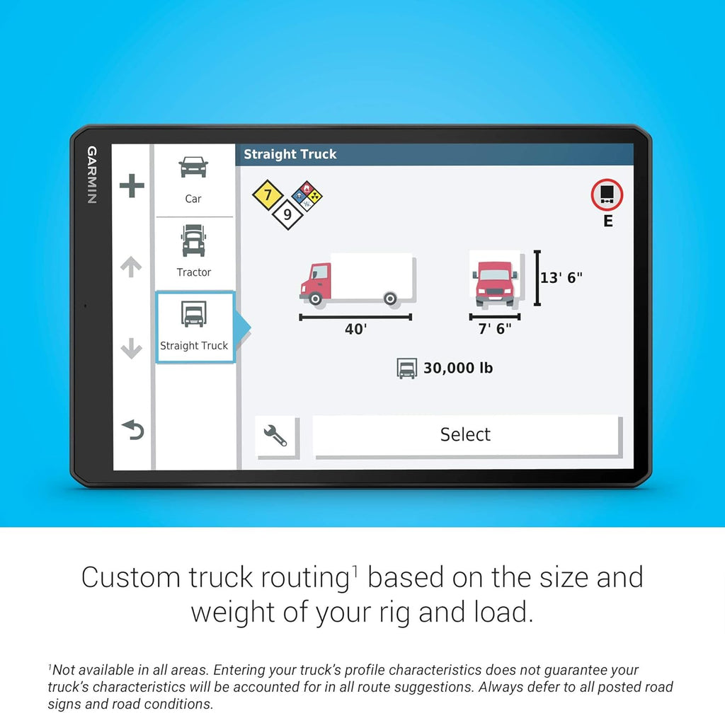 Garmin dēzl OTR1000, 10-inch GPS Truck Navigator, Easy-to-read Touchscreen Display, Custom Truck Routing and Load-to-dock Guidance (Renewed)