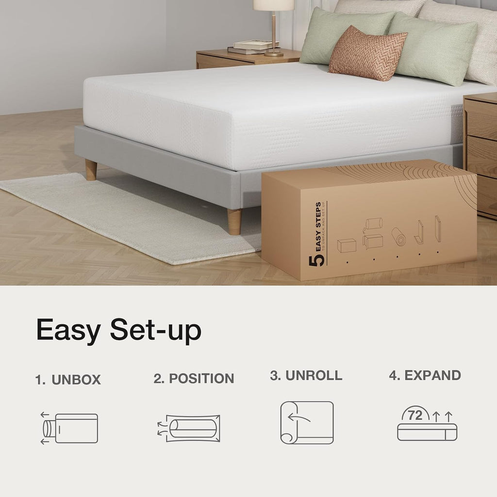 Novilla 12 Inch Queen Mattress in a Box, Gel Memory Foam for Cooling Night Sleep, Comfort & Pressure Relief, CertiPUR-US Certified