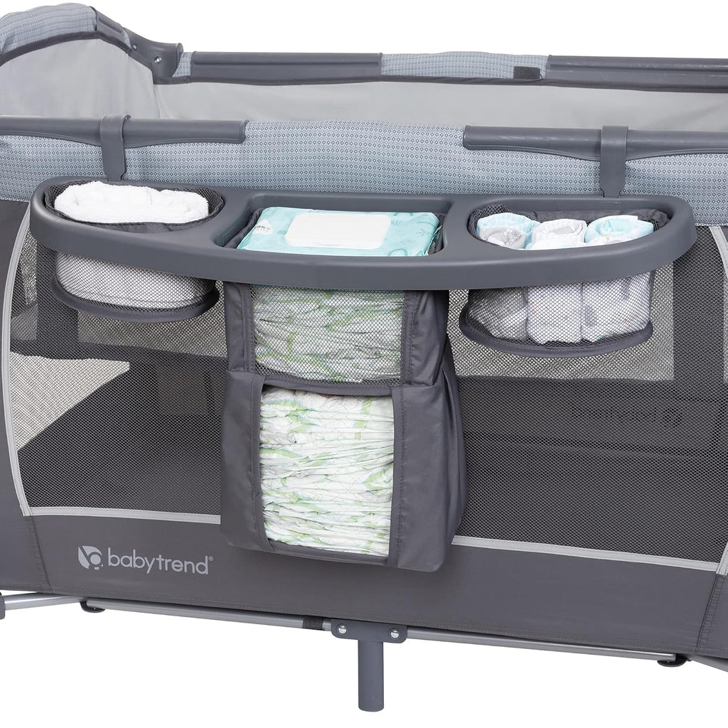 Baby Trend Lil' Snooze™ Deluxe III Nursery Center® Playard for Twins, Cozy Grey