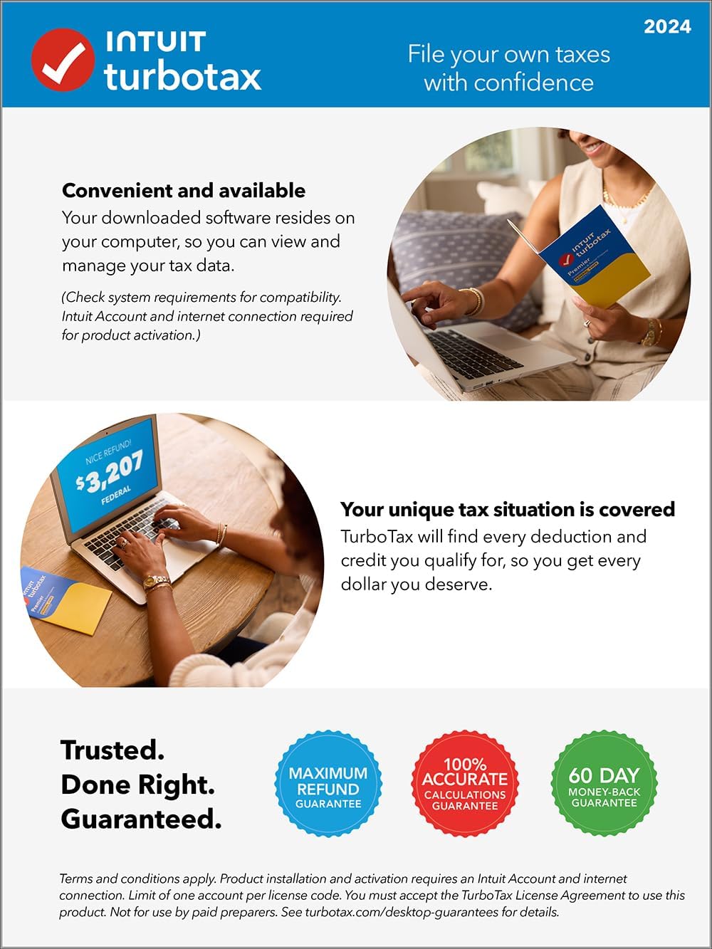 OLD VERSION TurboTax Premier 2024 Tax Software, Federal & State Tax Return PC/MAC Download