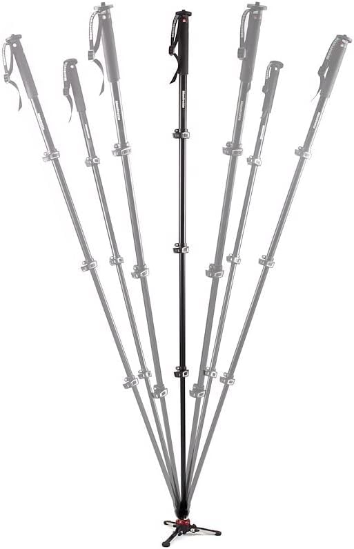 Manfrotto Video Monopod XPRO+, Camera and Video Support Rod with Video Head, 4-Section in Aluminum with Fluid Base, Photography Accessories for Content Creation, Video, Vlogging
