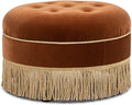 Jennifer Taylor Home Yolanda 24" Round Upholstered Accent Ottoman, Burnt Orange Performance Velvet