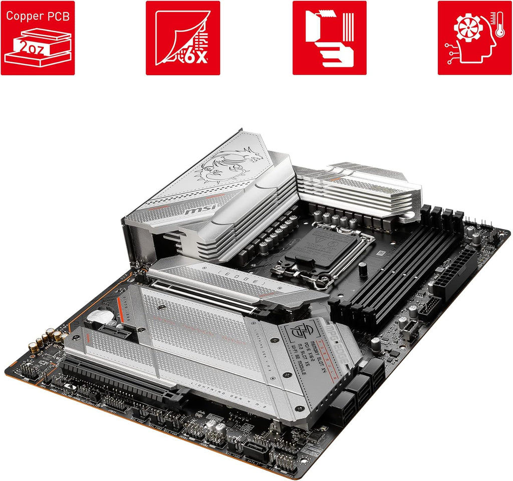 MSI MPG Z790 Edge WiFi Gaming Motherboard (Supports 12th/13th Gen Intel Processors, LGA 1700, DDR5, PCIe 5.0, M.2, 2.5Gbps LAN, USB 3.2 Gen2, Wi-Fi 6E, ATX) (Renewed)