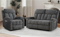 CANMOV Manual Recliner Sofa Set, Fabric Recliner Living Room Furniture Sets, 1 Seat Reclining Chair and a Loveseat Furniture Set with Side Pockets and Cup Holders, Dark Grey
