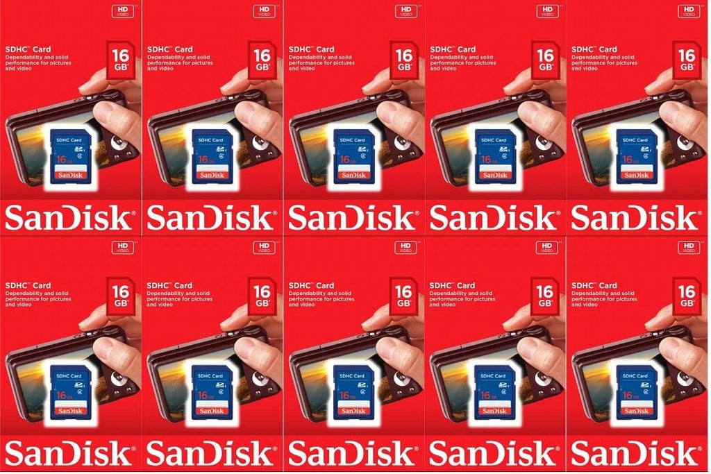 Sandisk 16GB (10 Pack) SD Card Bundle SDHC Class 4 Flash Memory | Model SDSDB-016G-B35 |