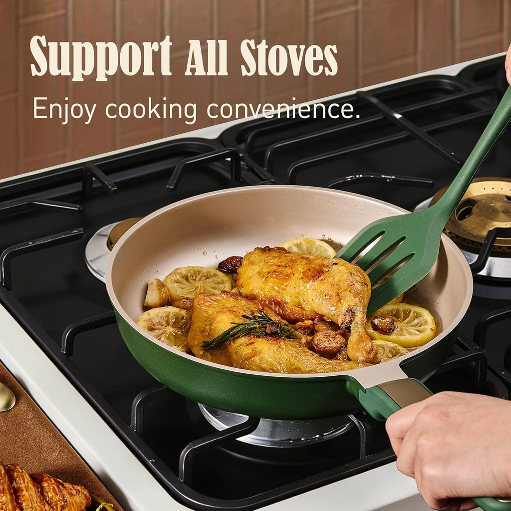 CAROTE Pots and Pans Set Non stick, Cookware Set, 31pcs NonStick Kitchen Set Induction Cookware Non-toxic Cooking Set, Green