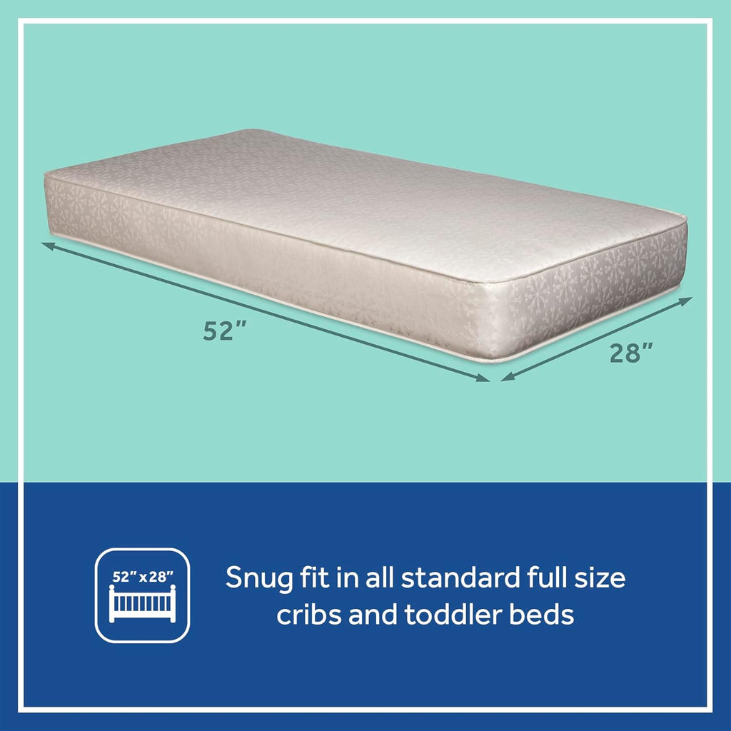 Sealy Baby Flex Cool 2 Stage Crib Mattress and Toddler Bed Mattress, Breathable Hybrid Coil Design, Waterproof Cotton Surface, GREENGUARD GOLD Certified, Standard 52x28 Size