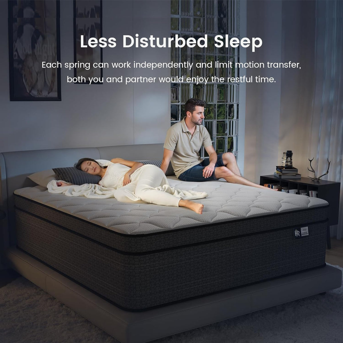 Ruoysun Queen Mattress, 14 Inch Medium Firm Hybrid Queen Size Mattress in a Box, Strong Edge Support, Motion Isolation, with 7-Zones Pocket Springs, Fiberglass-Free, Pressure Relief, CertiPUR-US