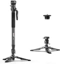 COMAN One-Click Lifting Monopod with Feet, 65'' Travel Monopod with 360° Ball Bowl Head, Lightweight Camera Tripod with Arca Quick Release for Canon Nikon, DSLR Cameras, Max Load 22lbs/10kg (M1S)