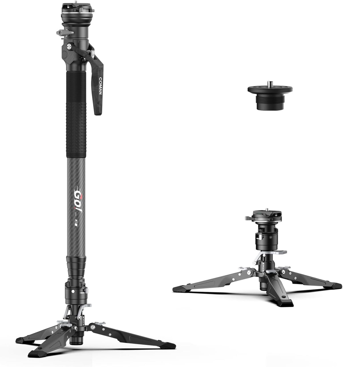 COMAN One-Click Lifting Monopod with Feet, 65'' Travel Monopod with 360° Ball Bowl Head, Lightweight Camera Tripod with Arca Quick Release for Canon Nikon, DSLR Cameras, Max Load 22lbs/10kg (M1S)