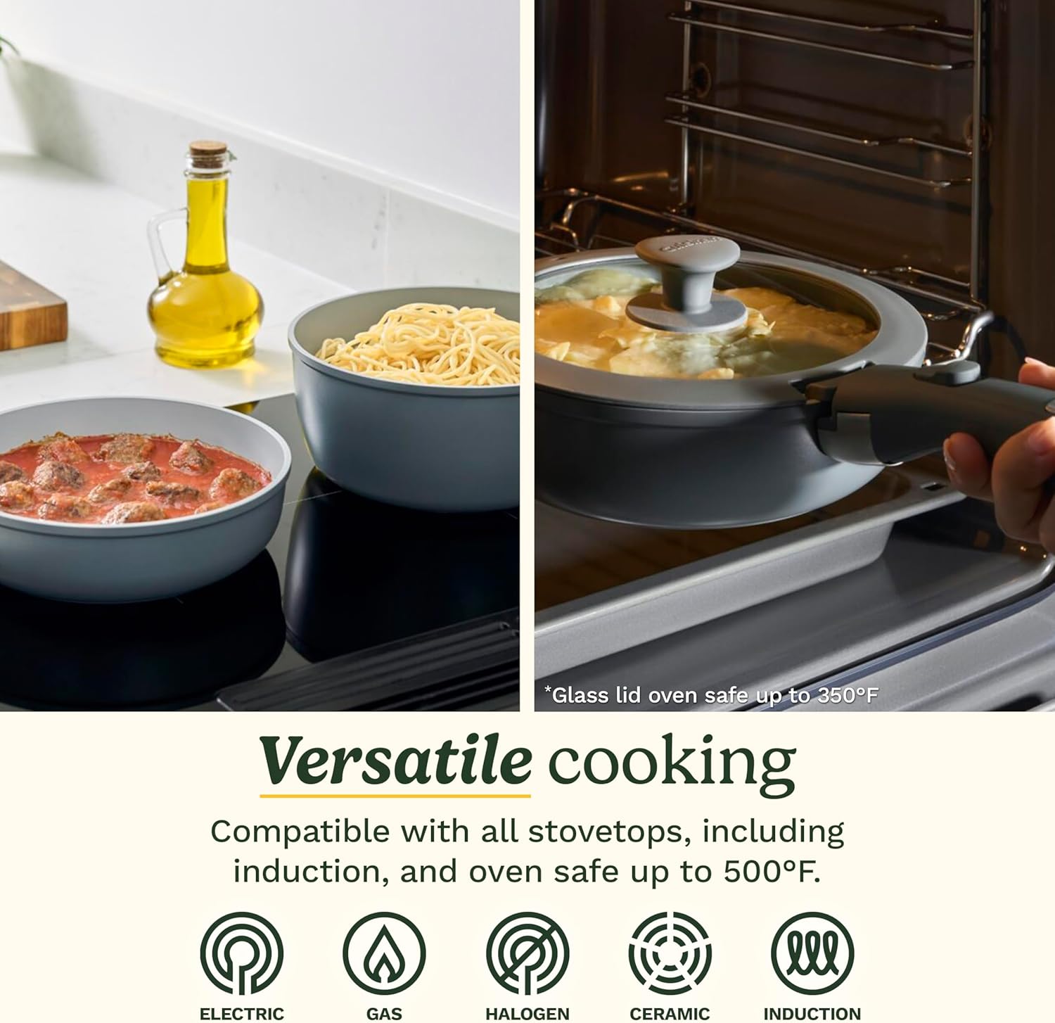 Cuisinart 13-Pc, ClickSmart Nonstick Detachable Handle Ceramic Cookware, Pots and Pans Set, Stackable Space-Saving Design, Compatible with All Stovetops, Induction & Oven Safe, PURELYCERAMIC