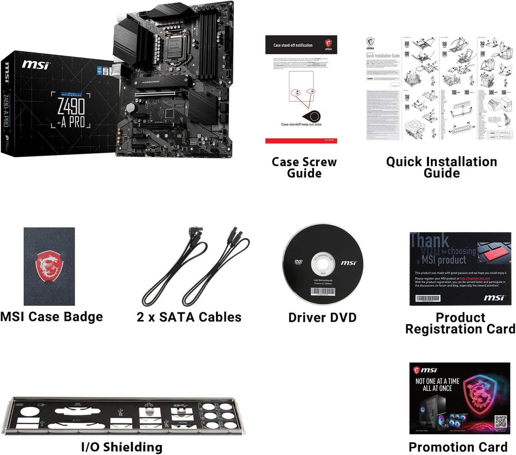 MSI Z490-A PRO ProSeries ATX Motherboard (10th Gen Intel Core, LGA 1200 Socket, DDR4, Dual M.2 Slots, USB 3.2 Gen 2, 2.5G LAN, DP/HDMI)