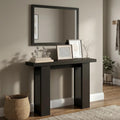 Furinno ARA Entryway Table 47-Inch, Narrow Console Table, Thick Frame Sofa Table with 2 Shelf, Couch Table Behind Sofa, Farmhouse Entryway Table for Entrance, Hallway, Living Room, Black Dark Oak