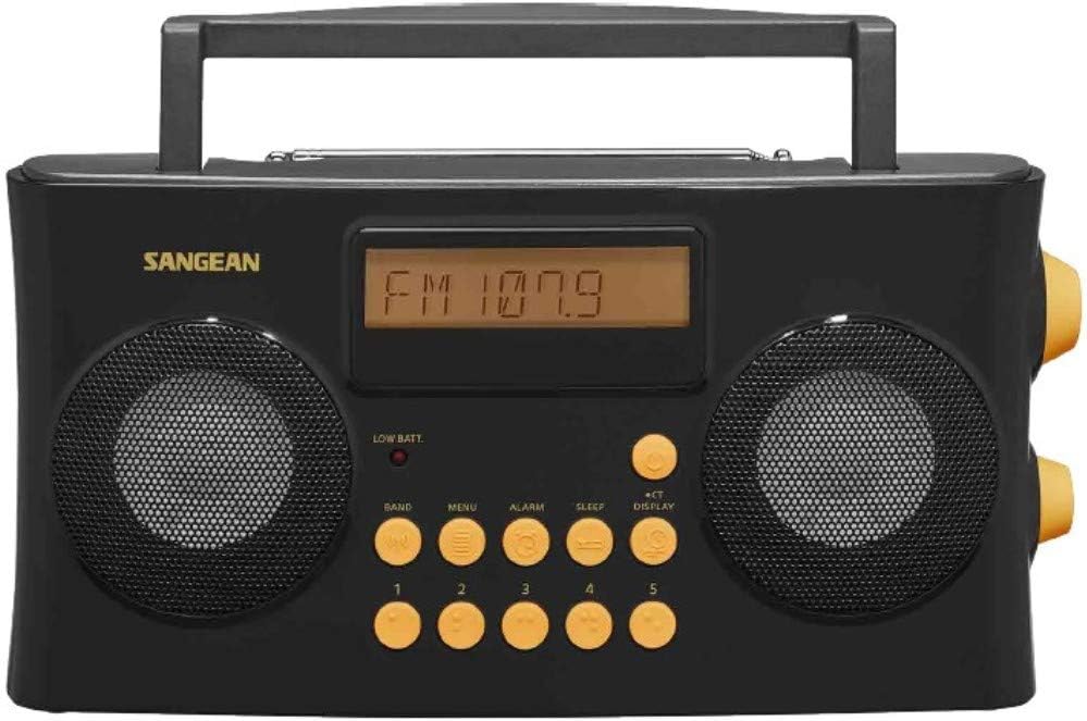 Sangean PR-D17 AM/FM-RDS Portable Radio Specially Designed for The Visually Impaired with Helpful Guided Voice Prompts, high Contrast Large Yellow Controls with Raised Symbols