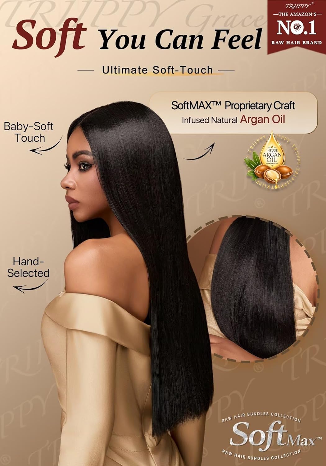 TRIIPPY Straight Bundles Human Hair,100% SoftMAX Raw Cambodian Hair Sew In Weave SoftMAX 3 Bundles,Triple The Lifespan Over Regular Virgin Hair Bundle,No.1 Raw Hair Brand On Amazon(16 18 20 Inches)