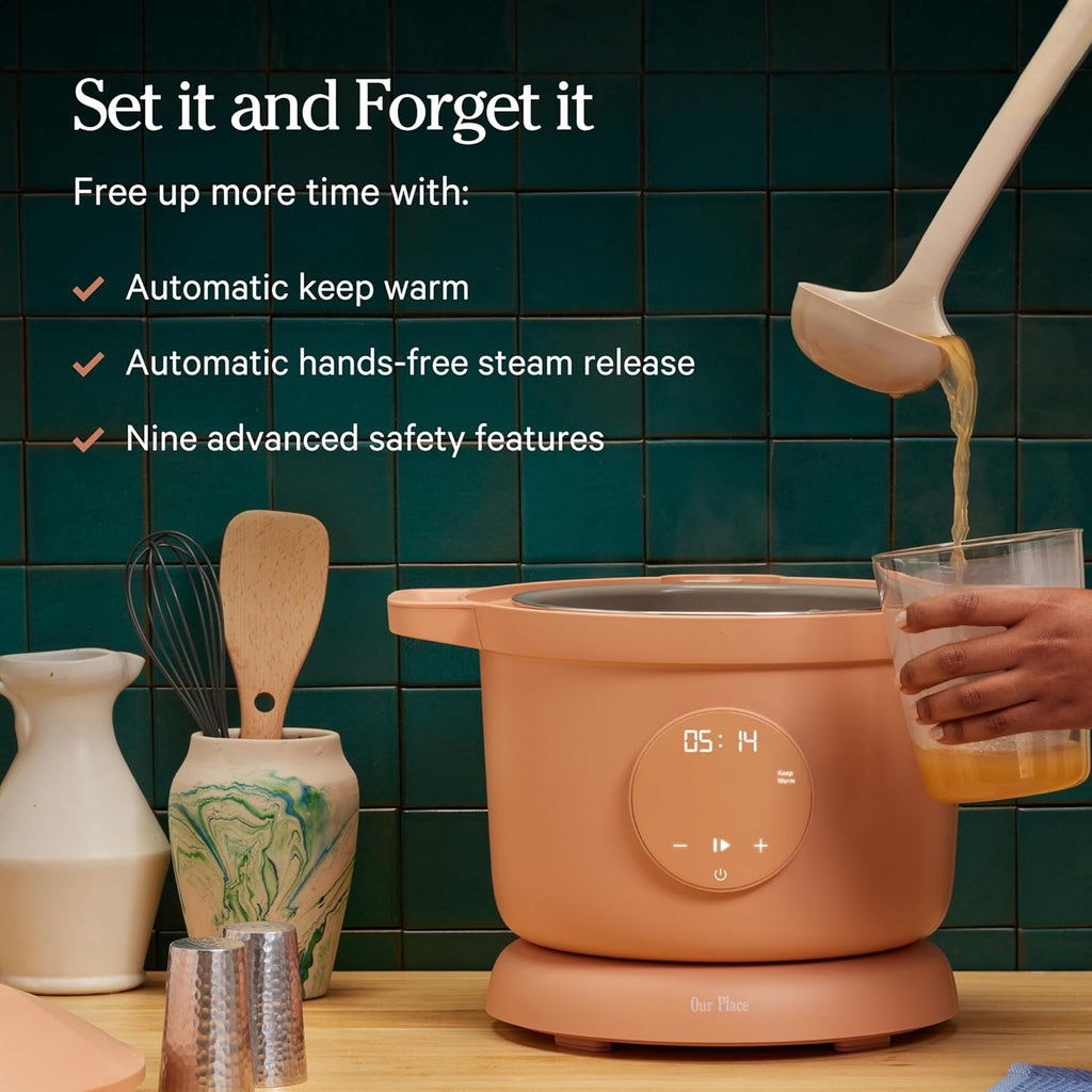 Our Place Dream Cooker | 6 Qt Ceramic Nonstick Multicooker & Pressure Cooker with Touchscreen Controls & Auto Steam Release | 4 Modes: Pressure Cook, Sauté/Sear, Slow Cook & Warm | Steam