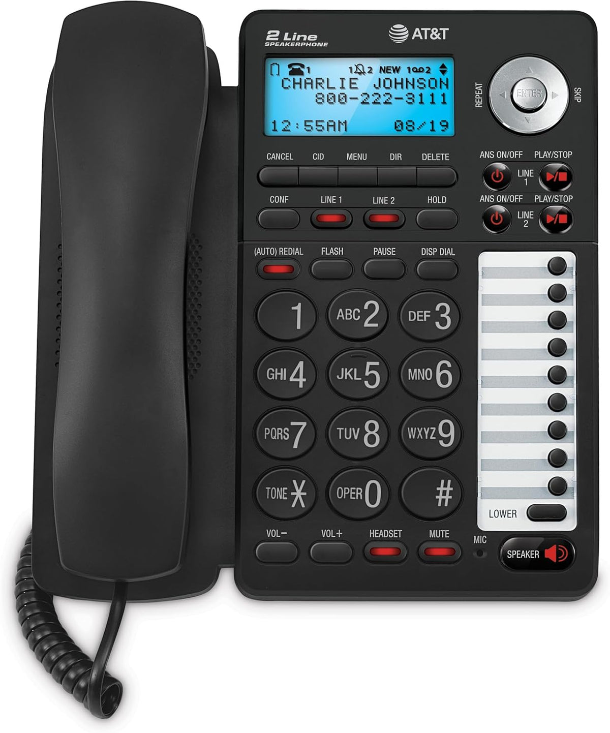 AT&T 2-Line Corded Speakerphone with Caller ID/Call Waiting, 3-Party Conferencing, 18 Number Speed Dial and Auto Line Selection (Speakerphone with Answering System)
